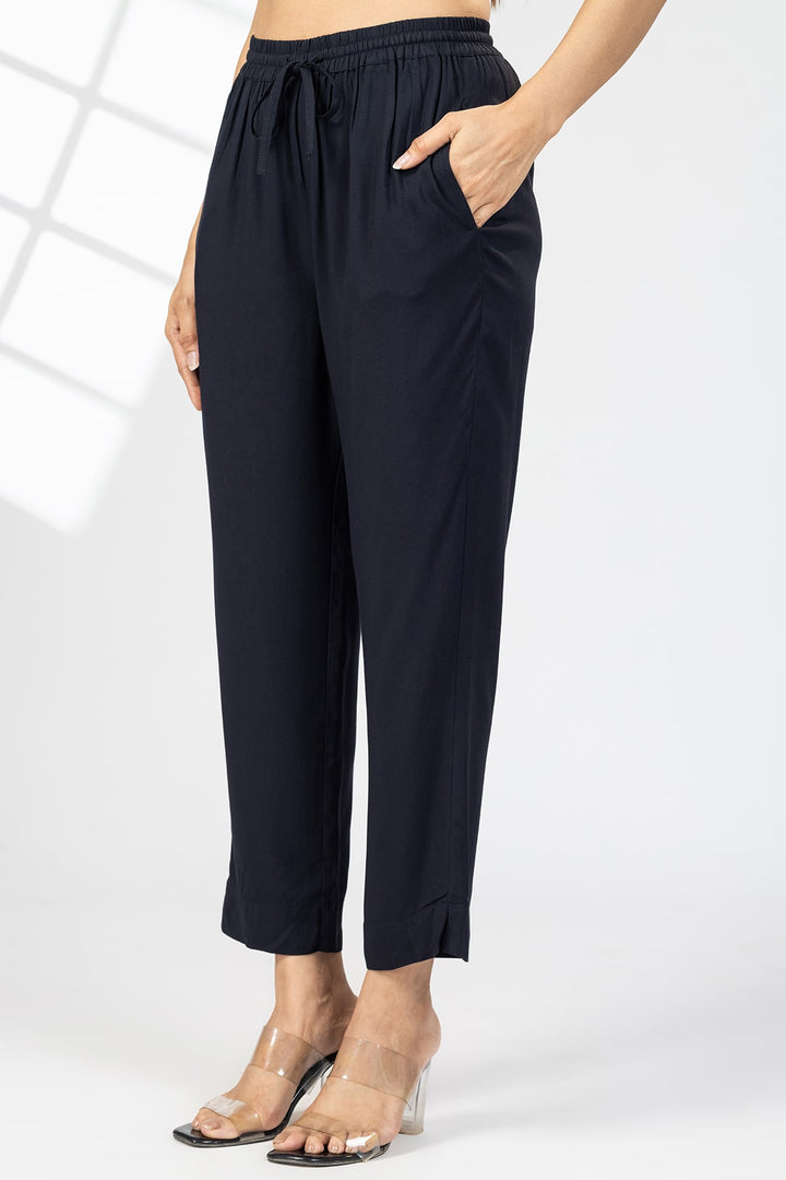 Solid Black Rayon Palazzo