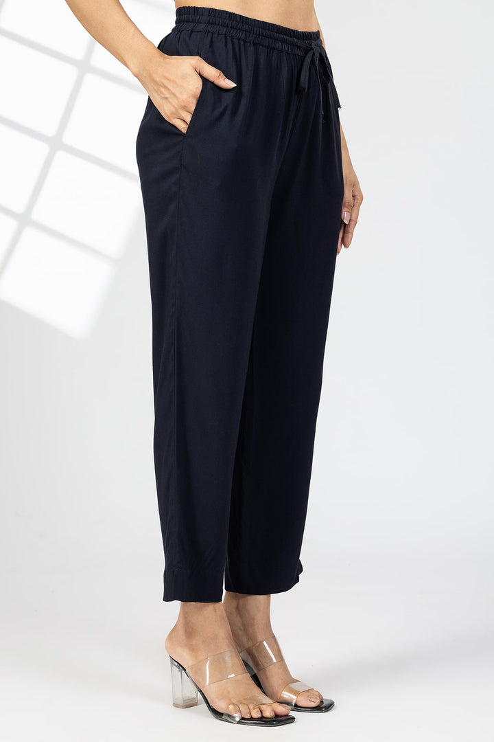 Solid Black Rayon Palazzo