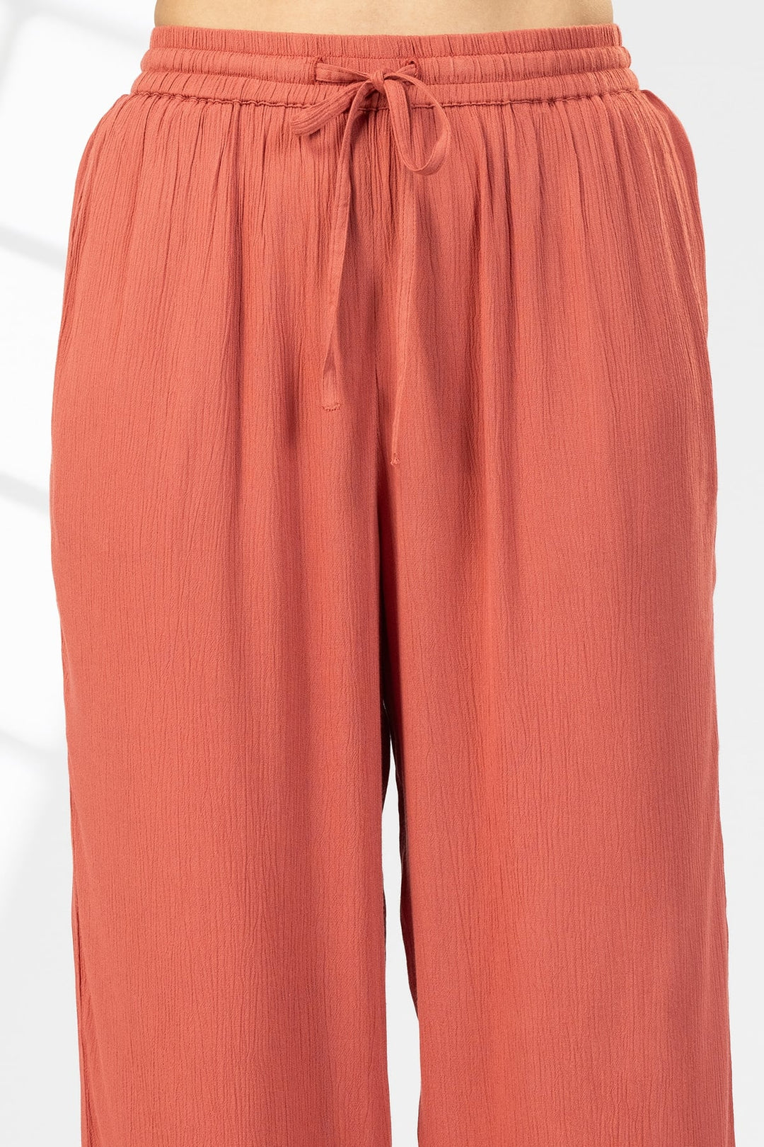 Rust Solid Rayon Crepe Palazzo