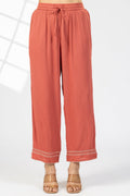 Rust Solid Rayon Crepe Palazzo