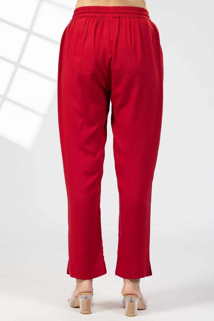 Red Solid Tencel Twill Palazzo