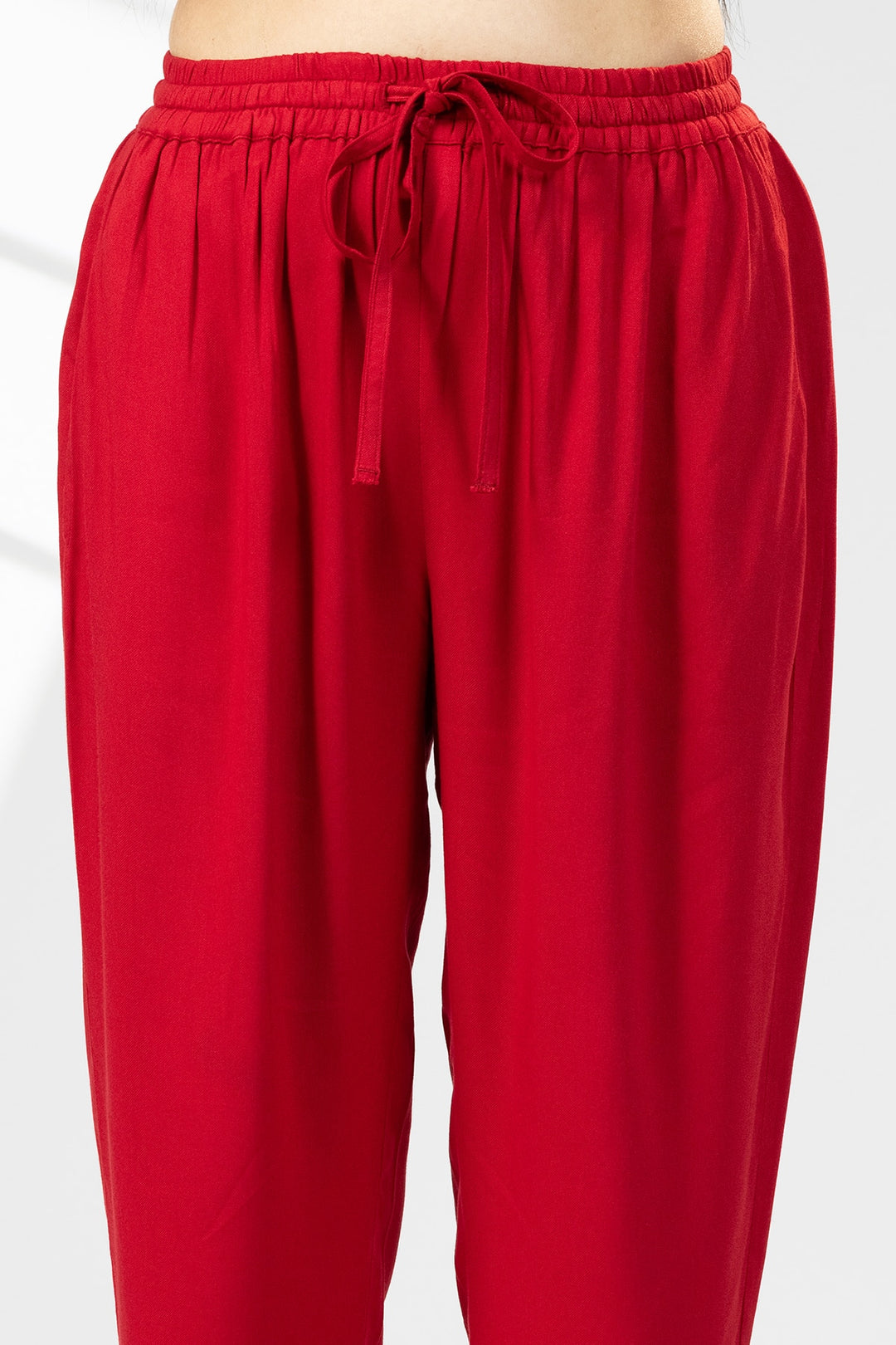 Red Solid Tencel Twill Palazzo