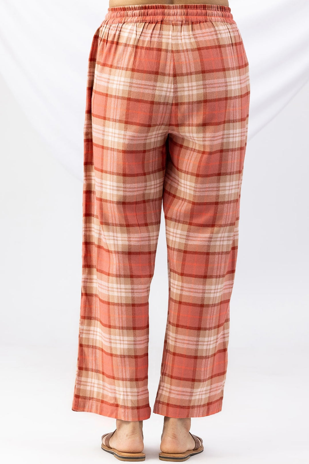 Checked Rust Brush Rayon Twill Winter Palazzo