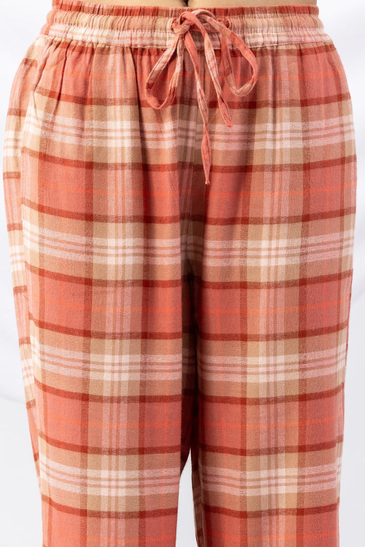 Checked Rust Brush Rayon Twill Winter Palazzo
