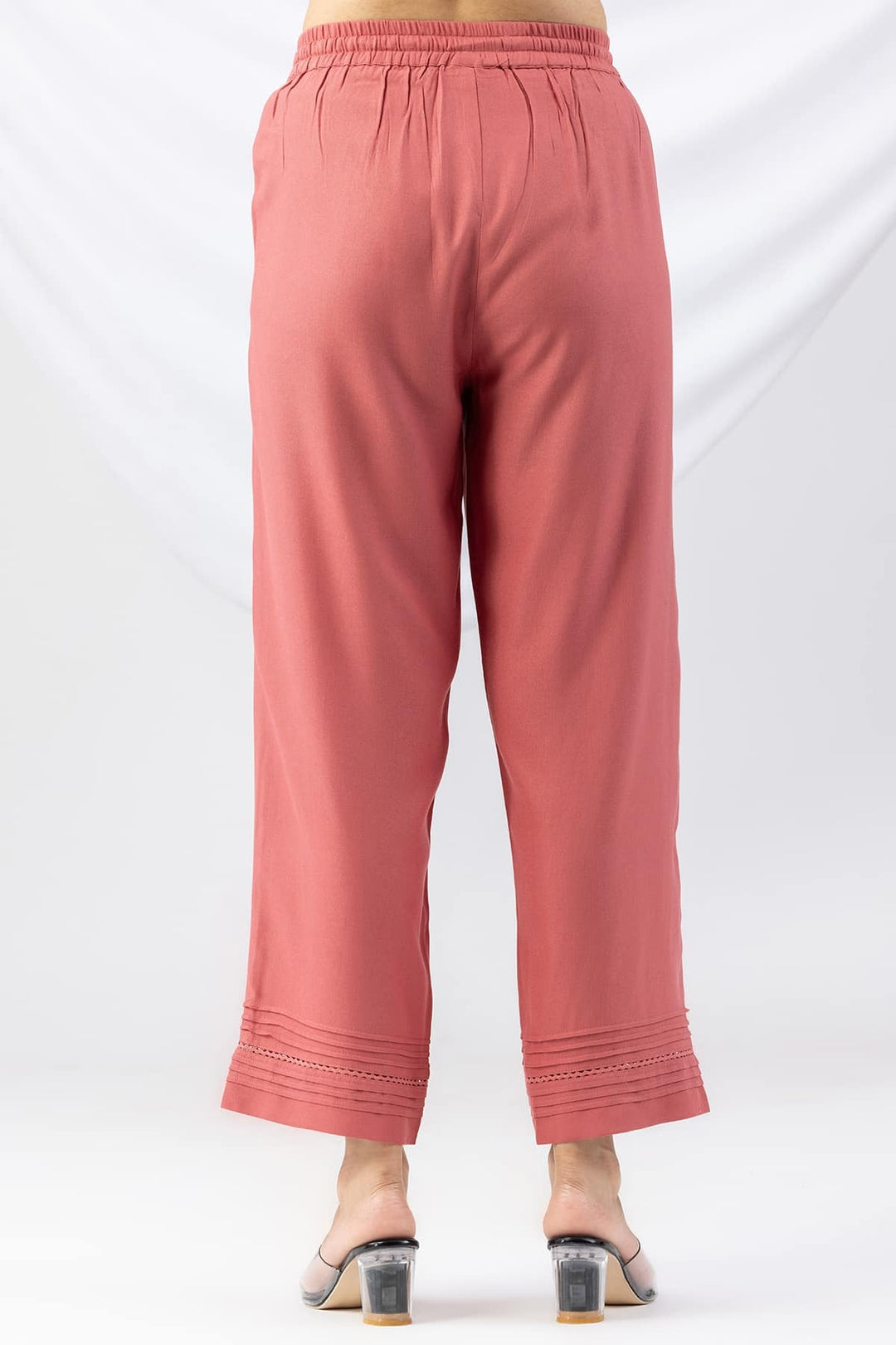 Pink Tencel Twill Regular Fit Palazzo