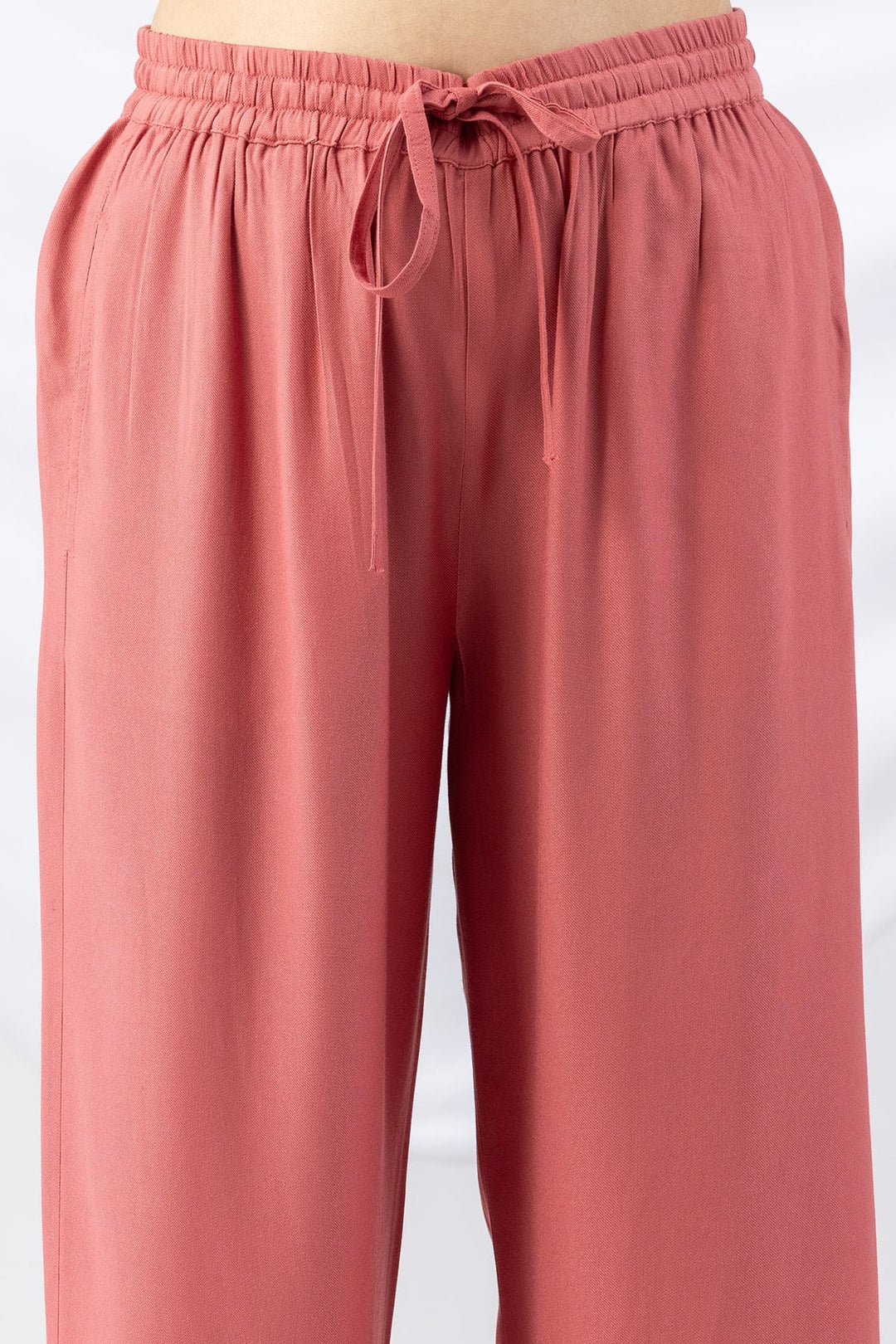Pink Tencel Twill Regular Fit Palazzo