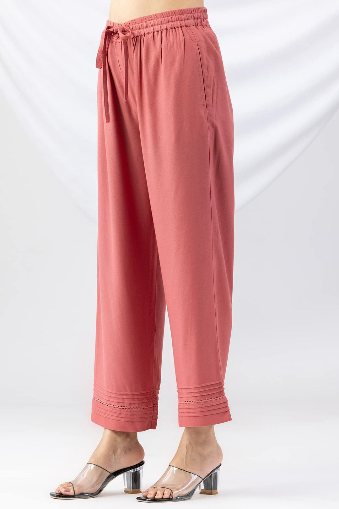 Pink Tencel Twill Regular Fit Palazzo
