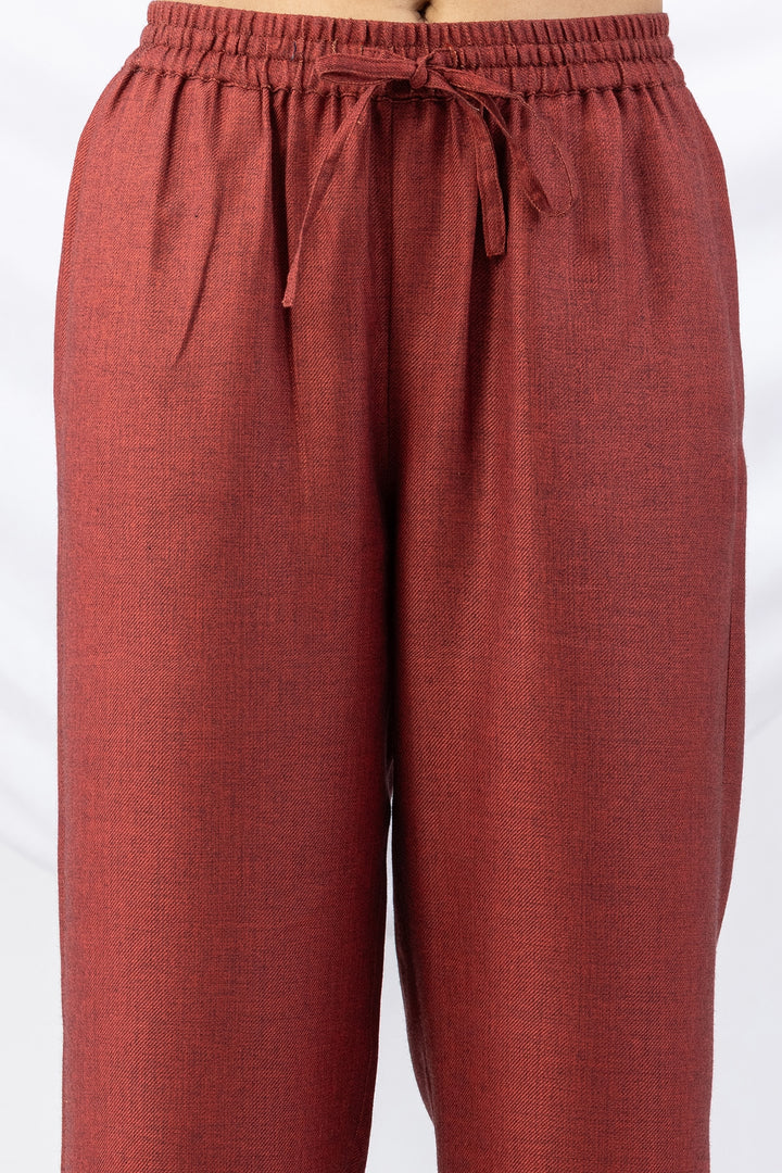 Solid Red Pashmina Winter Palazzo