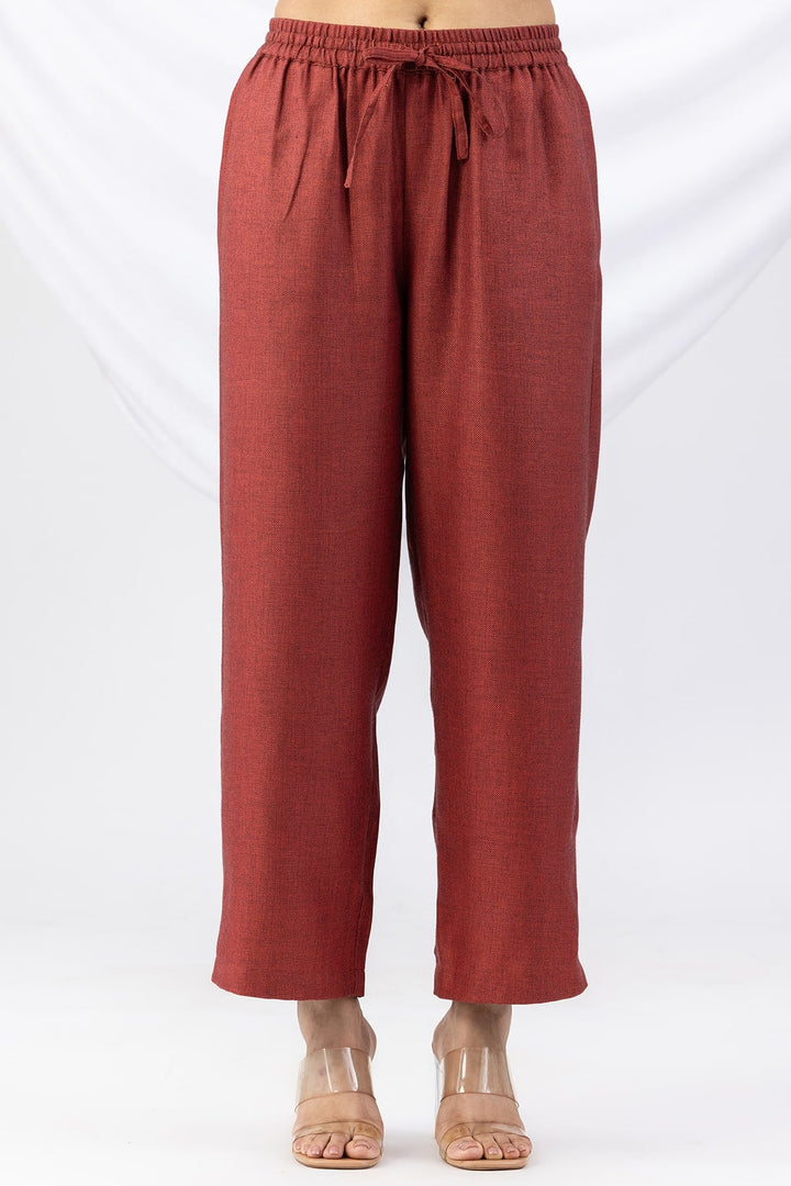 Solid Red Pashmina Winter Palazzo