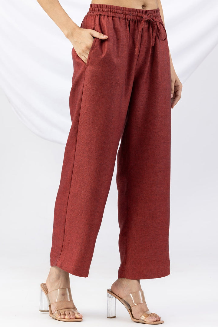 Solid Red Pashmina Winter Palazzo