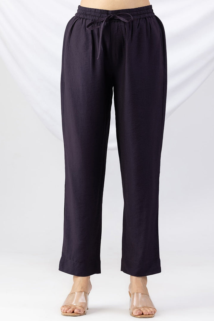 Purple Solid Palazzo with Regular Fit