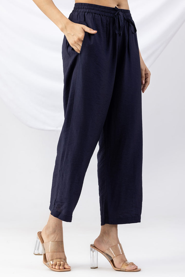 Navy Viscose Crush Palazzo