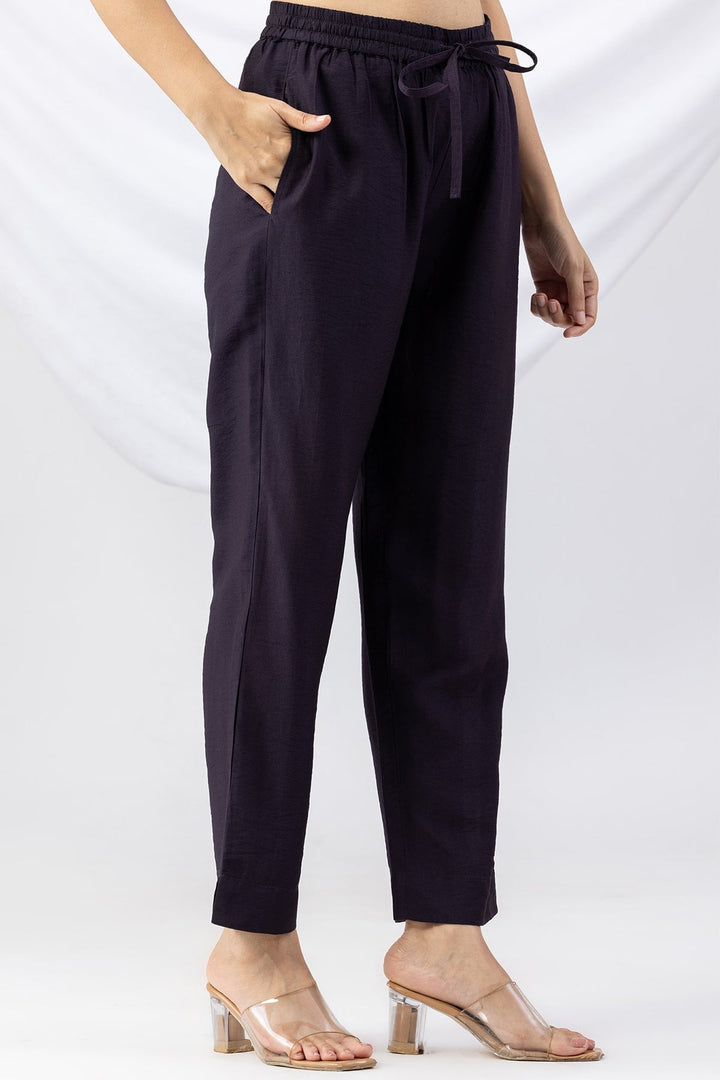 Purple Solid Palazzo with Regular Fit