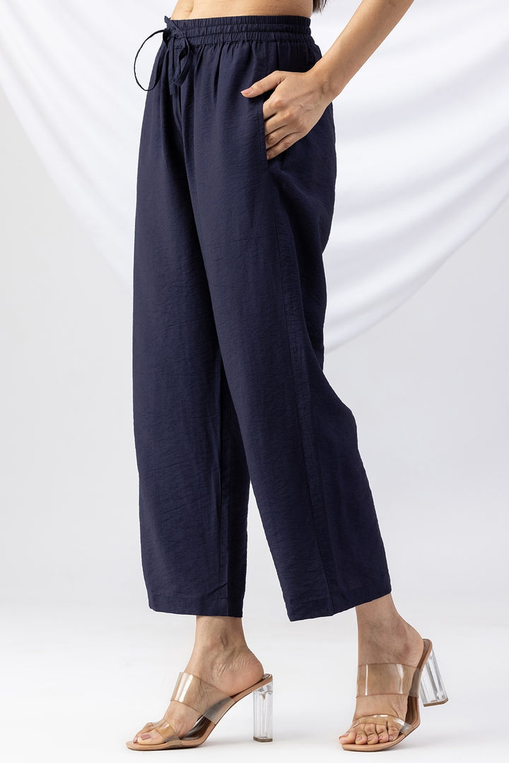 Navy Viscose Crush Palazzo