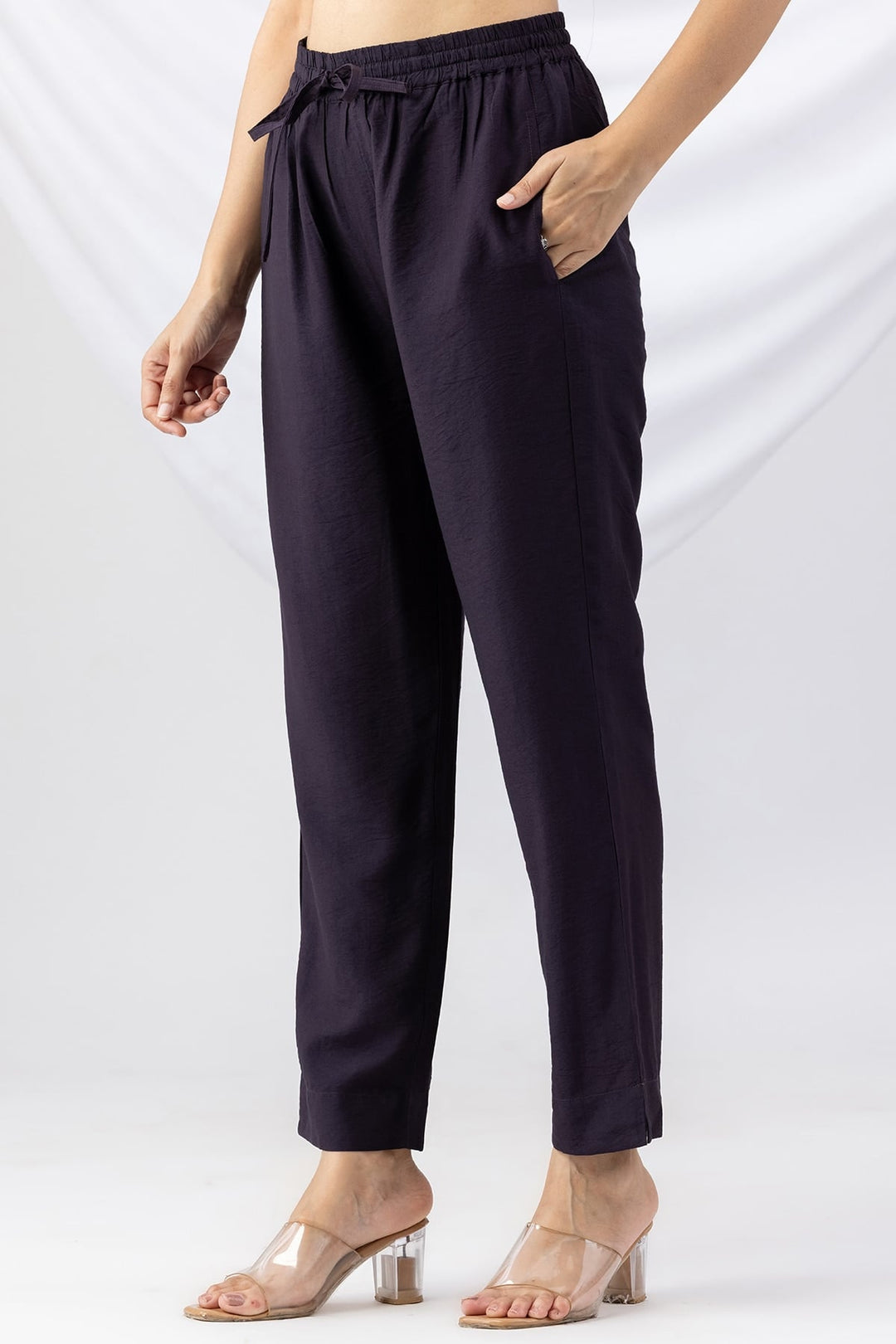 Purple Solid Palazzo with Regular Fit
