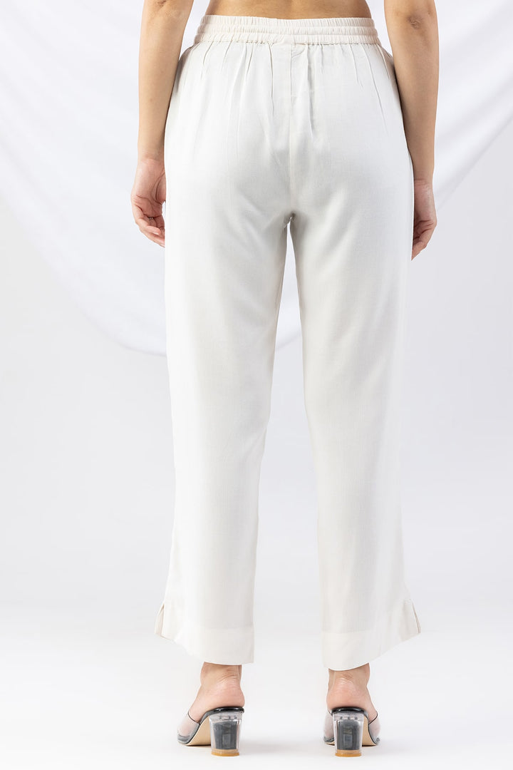 Off White Solid Tencel Twill Palazzo