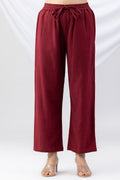 Maroon Cotton Viscose Slub Winter Palazzo