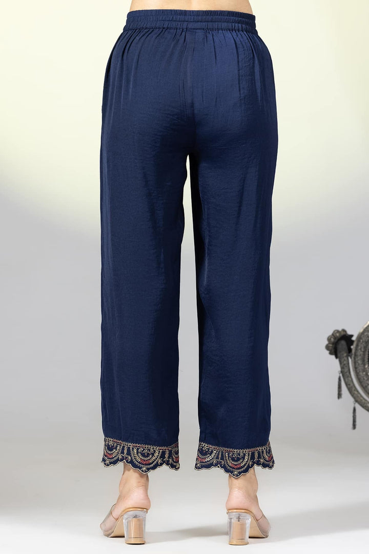 Navy Viscose Embellished Palazzo