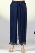 Navy Viscose Embellished Palazzo