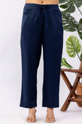 Solid Navy Blue Tencel Twill Winter Palazzo