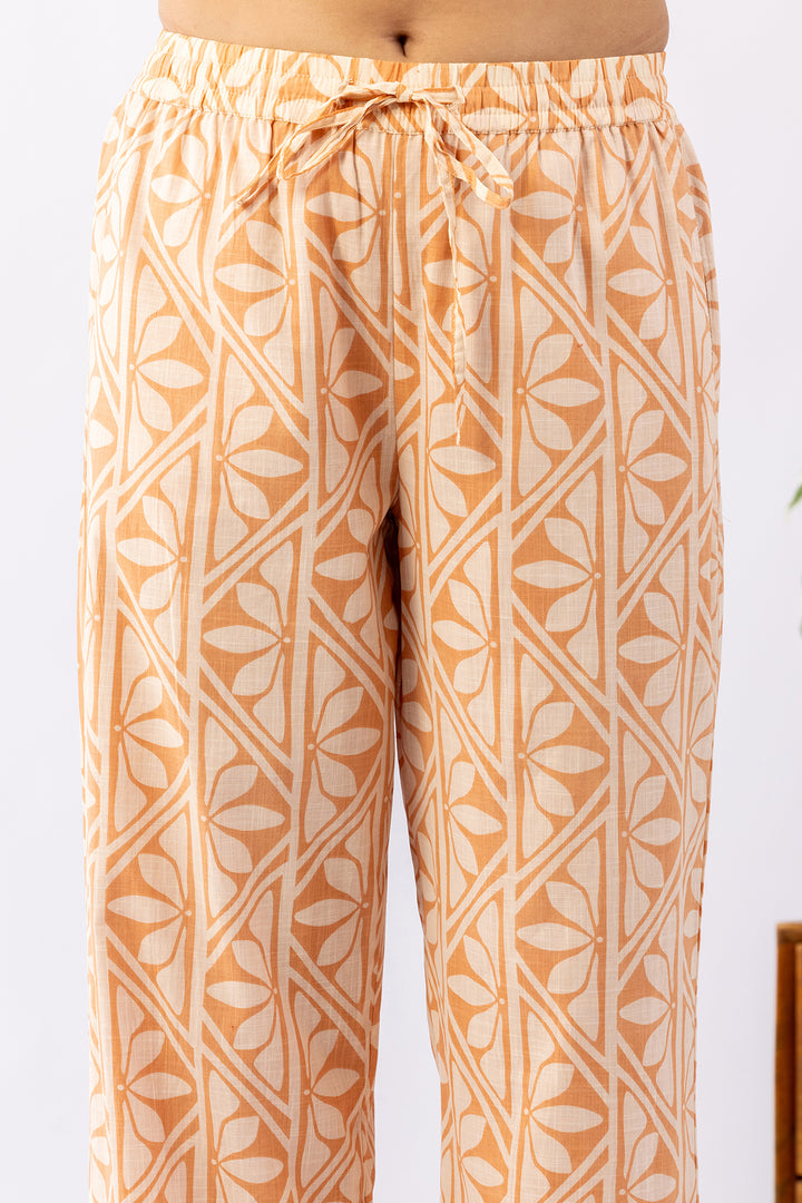 Off White Regular Fit Printed Cotton Palazzo