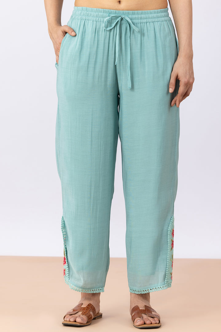 sea green kurta set for women with pants