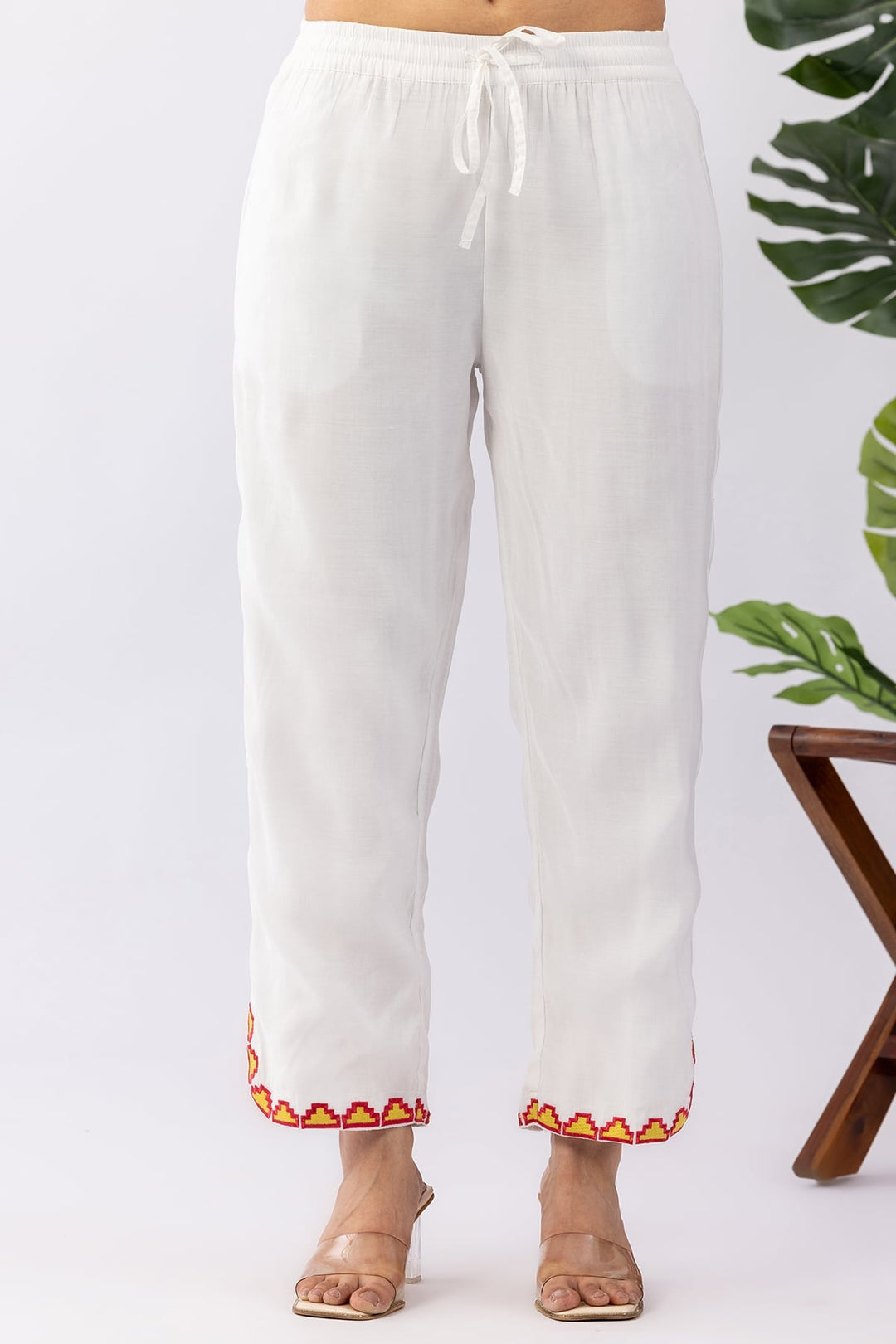 White Palazzo with White Kurta For Women