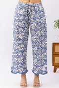 Printed Navy Blue Cotton Palazzo