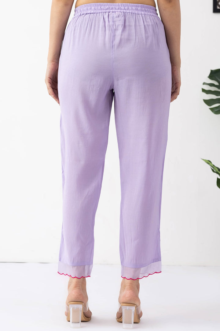 lavender embroidered chanderi viscose palazzo