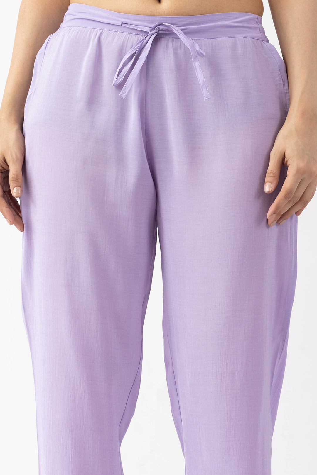 lavender embroidered chanderi viscose palazzo