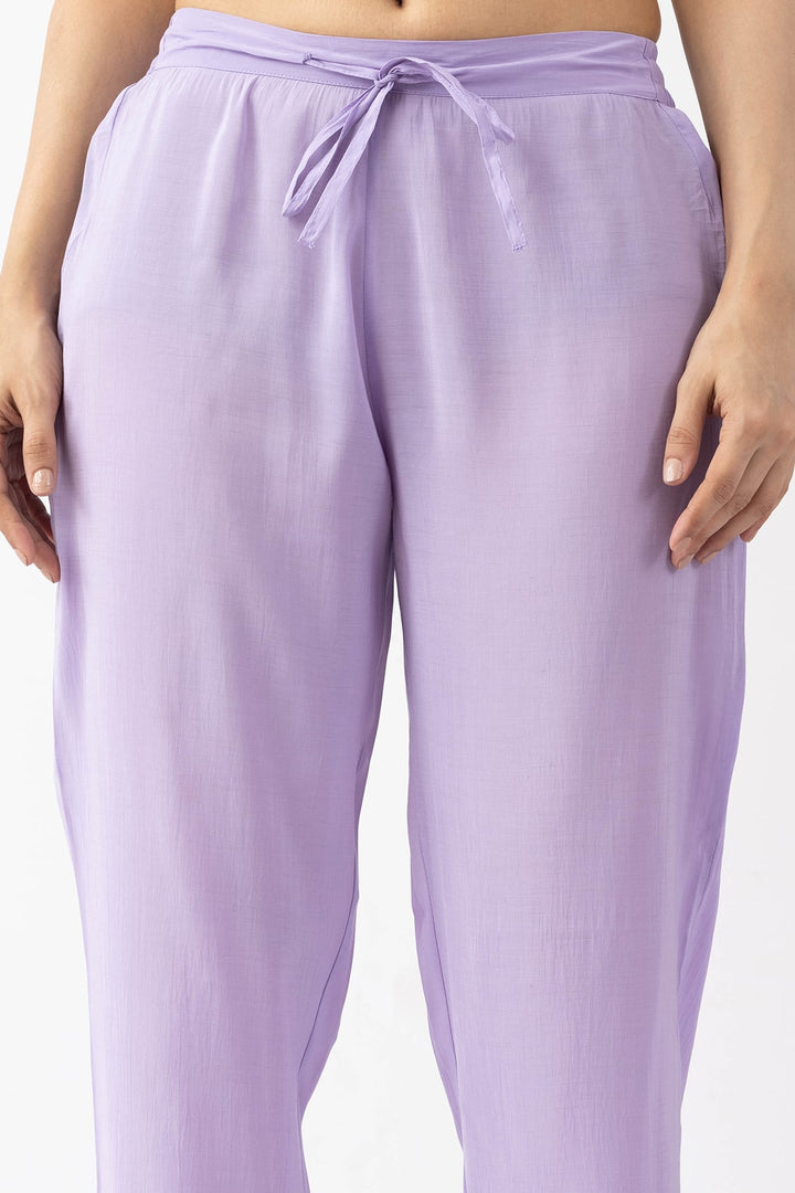 lavender embroidered chanderi viscose palazzo