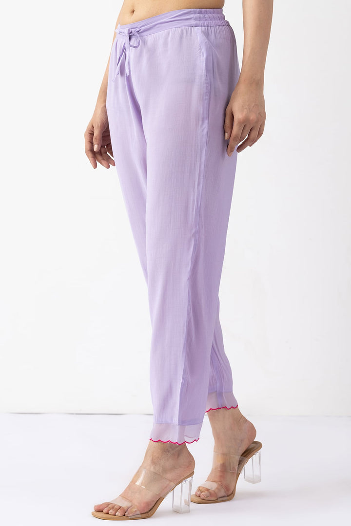lavender embroidered chanderi viscose palazzo