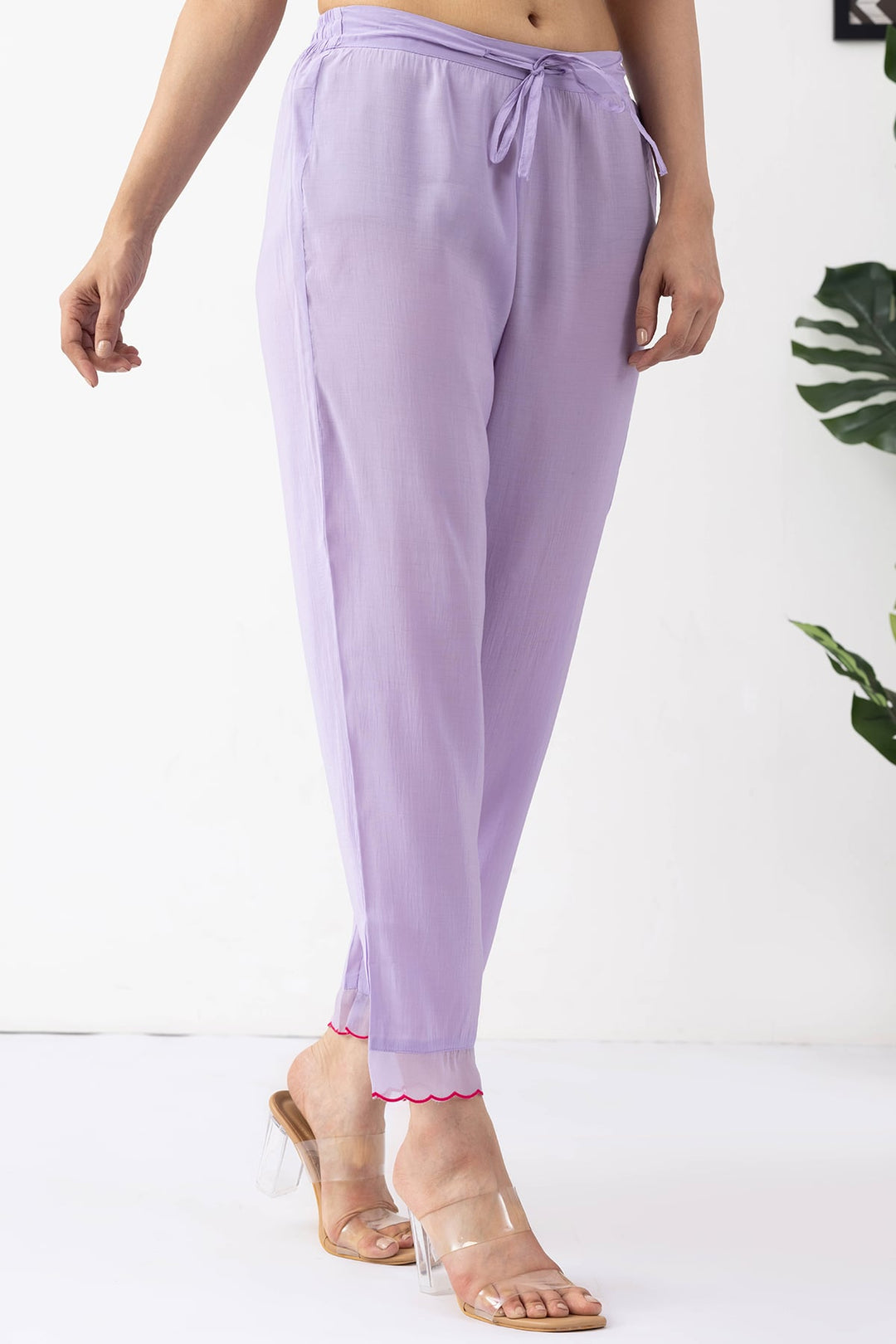 lavender embroidered chanderi viscose palazzo