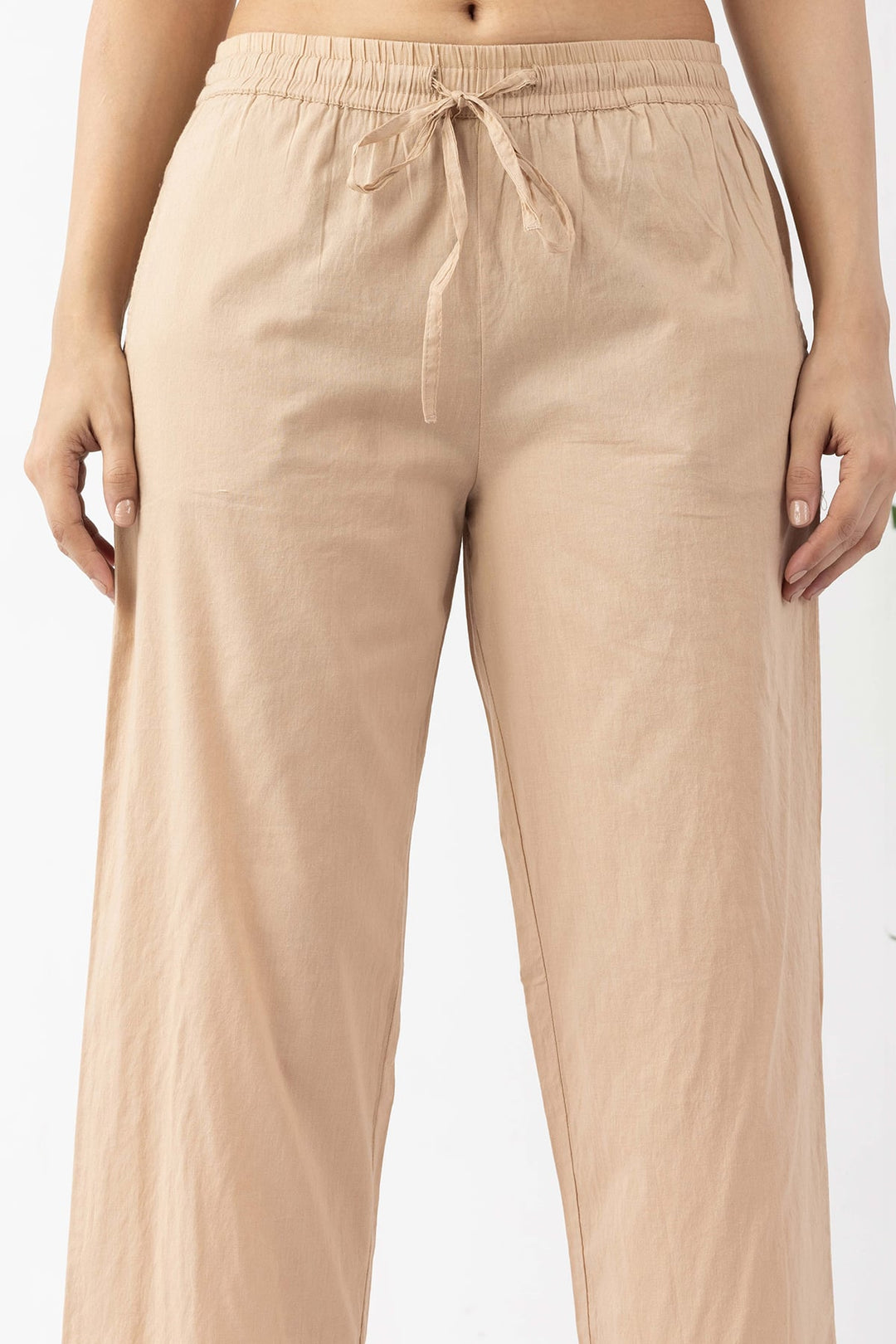 beige emboidered palazzo for women with regular fit
