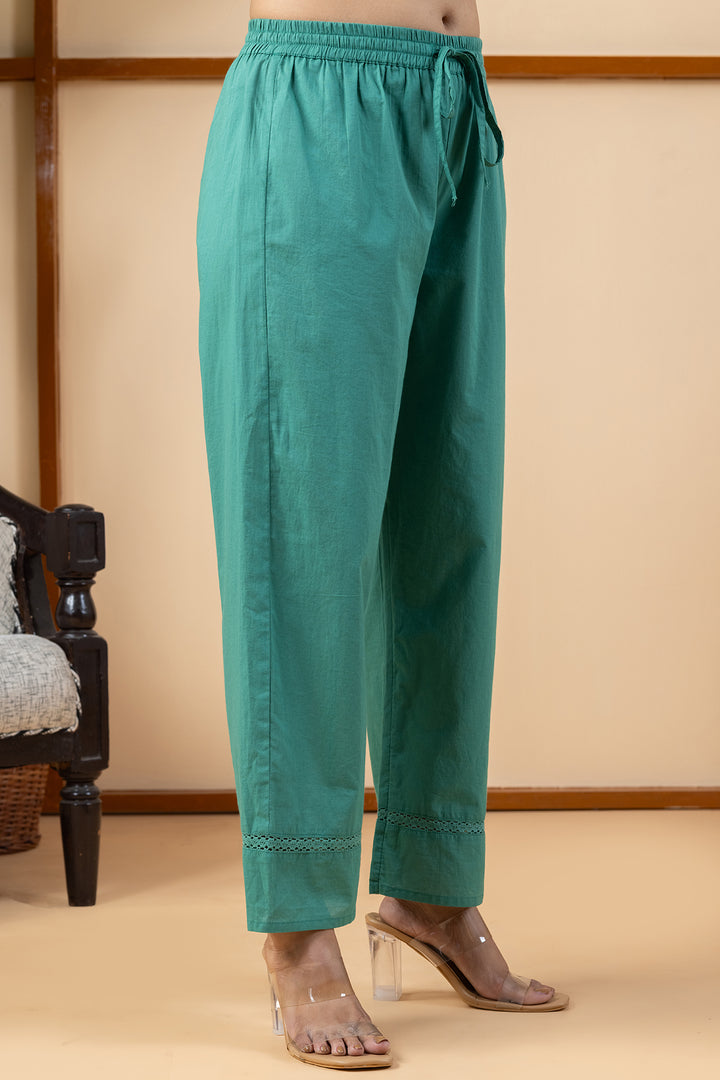 Side view of green cotton women&