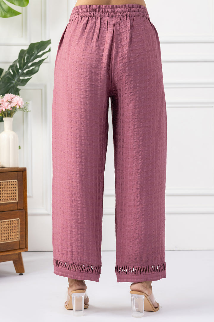 Onion Pink Viscose Dobby V Neck Kurta Set
