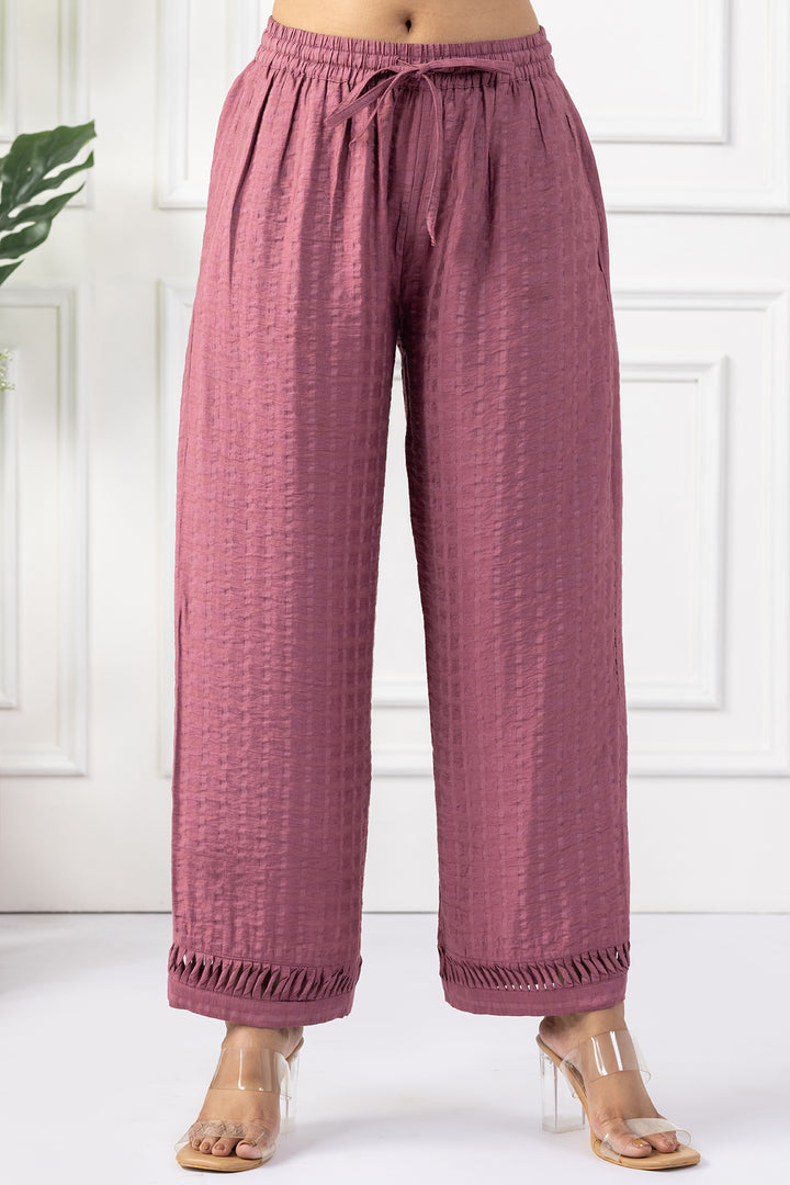 Onion Pink Viscose Dobby V Neck Kurta Set