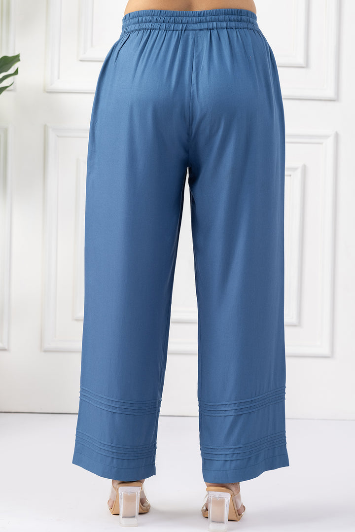 Blue Tencel Pintuck Kurta Set