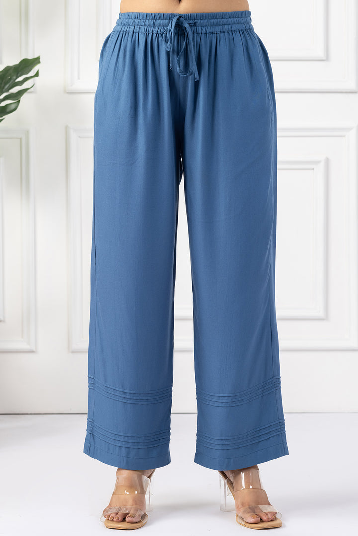 Blue Tencel Pintuck Kurta Set