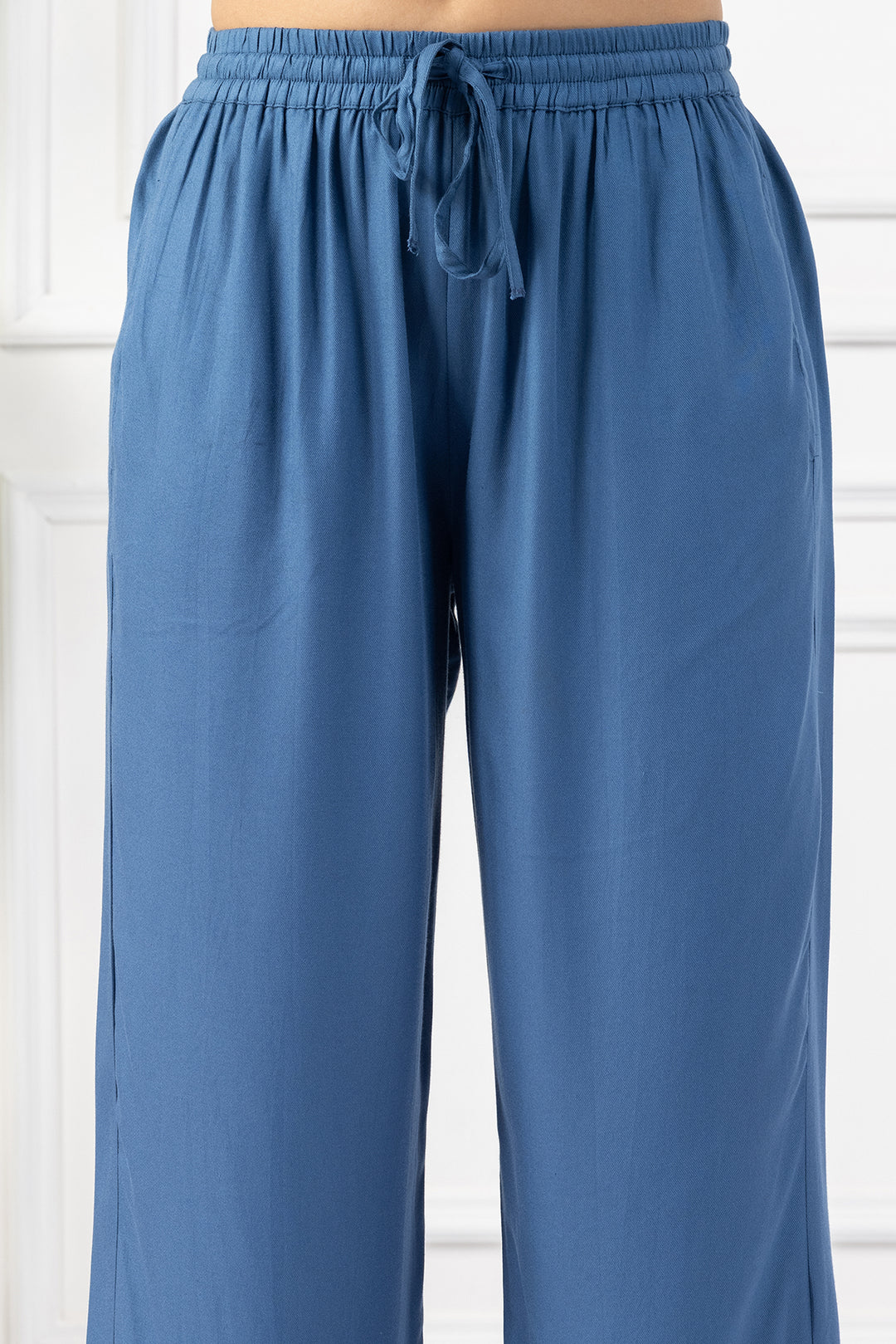 Blue Tencel Pintuck Kurta Set