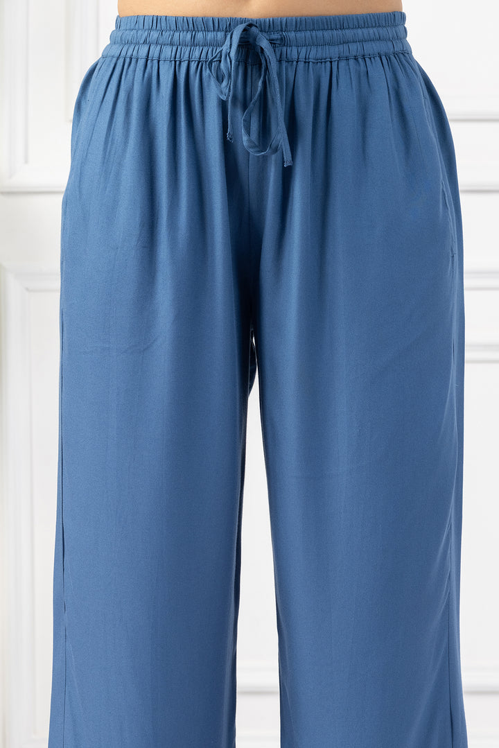 Blue Tencel Pintuck Kurta Set