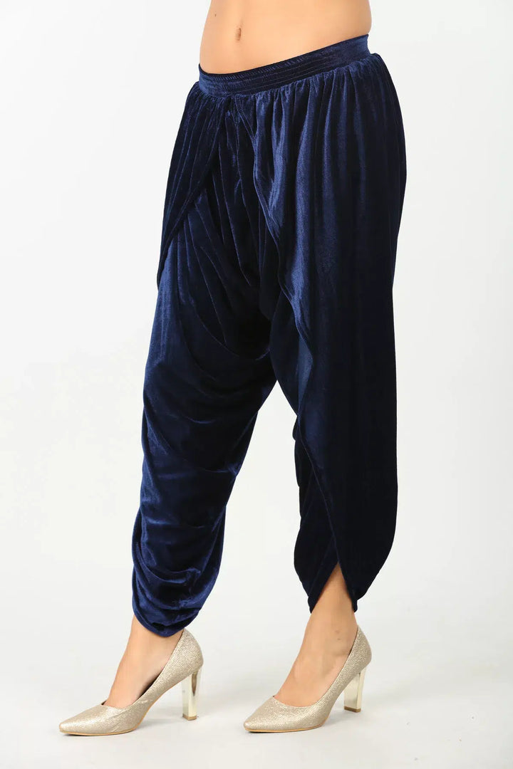 Navy velvet LYCRA Dhoti pants