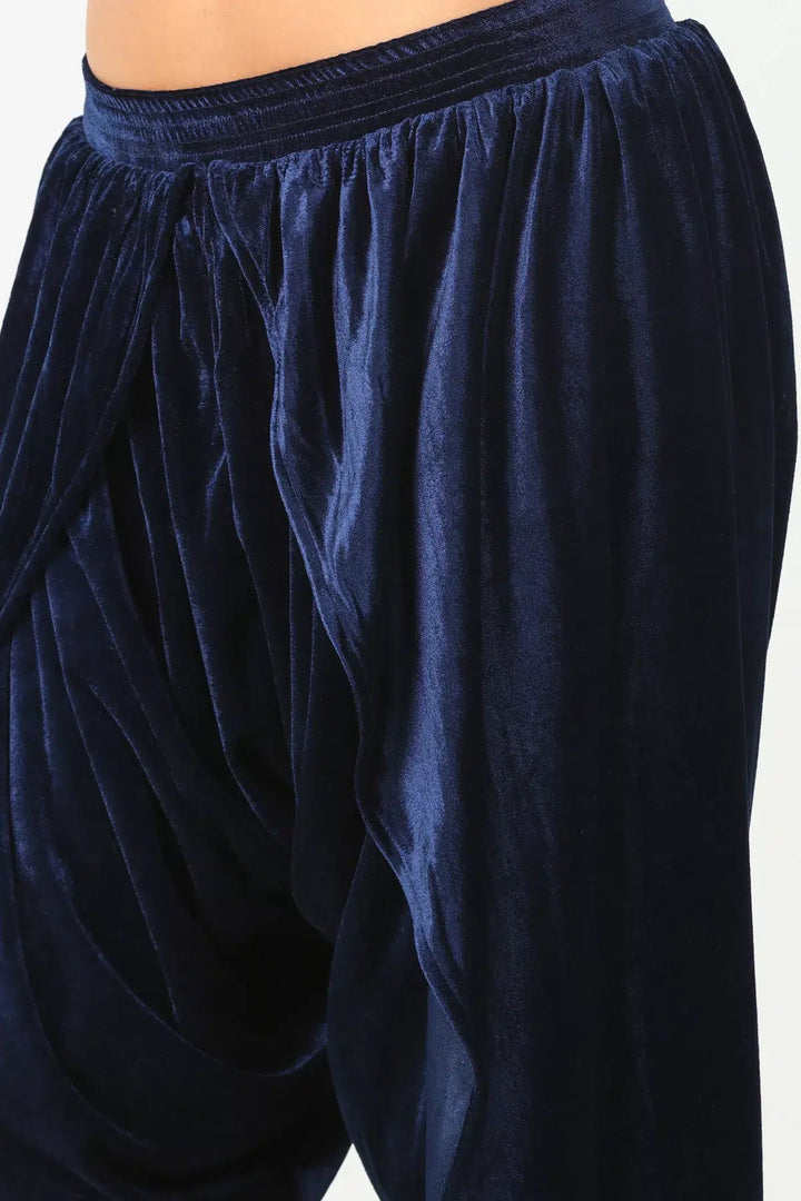 Navy velvet LYCRA Dhoti pants