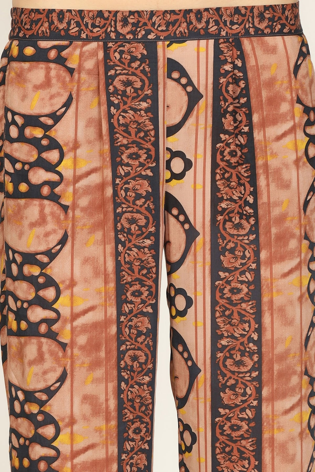 Orange Printed Cotton Co-Ord Pant