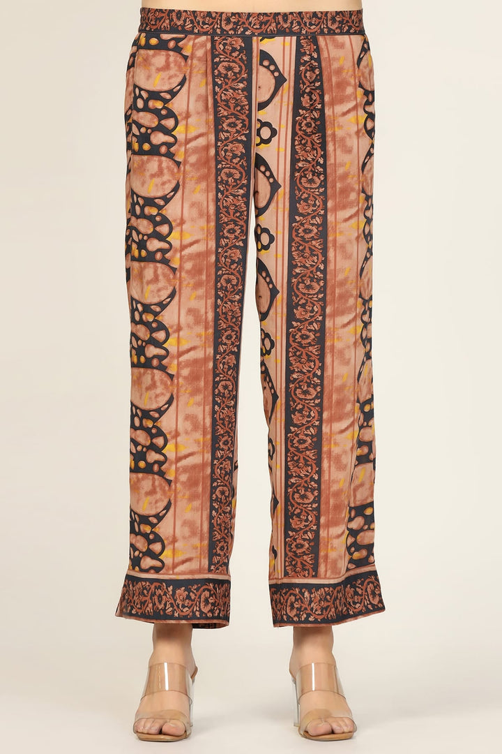 Orange Printed Cotton Co-Ord Pant