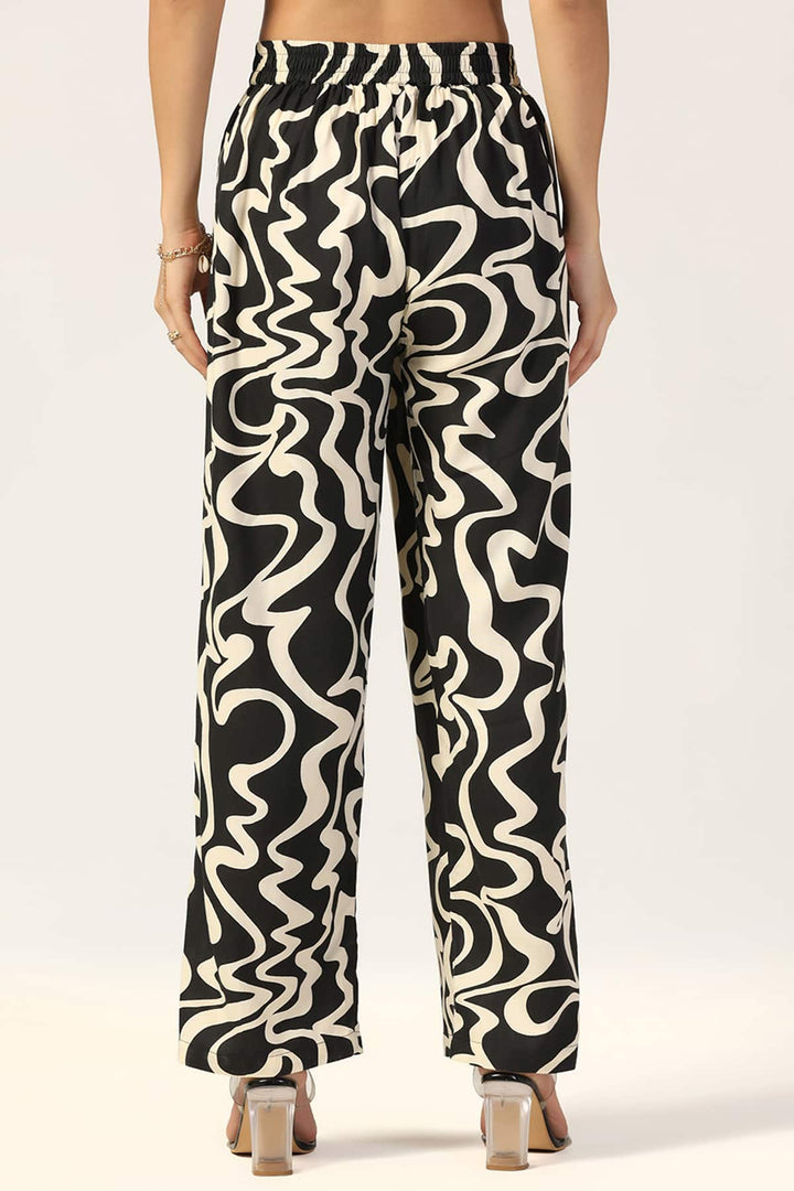 Printed Beige and Black Co Ord Pants