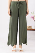 Olive Green Embroidered Co Ord Pant