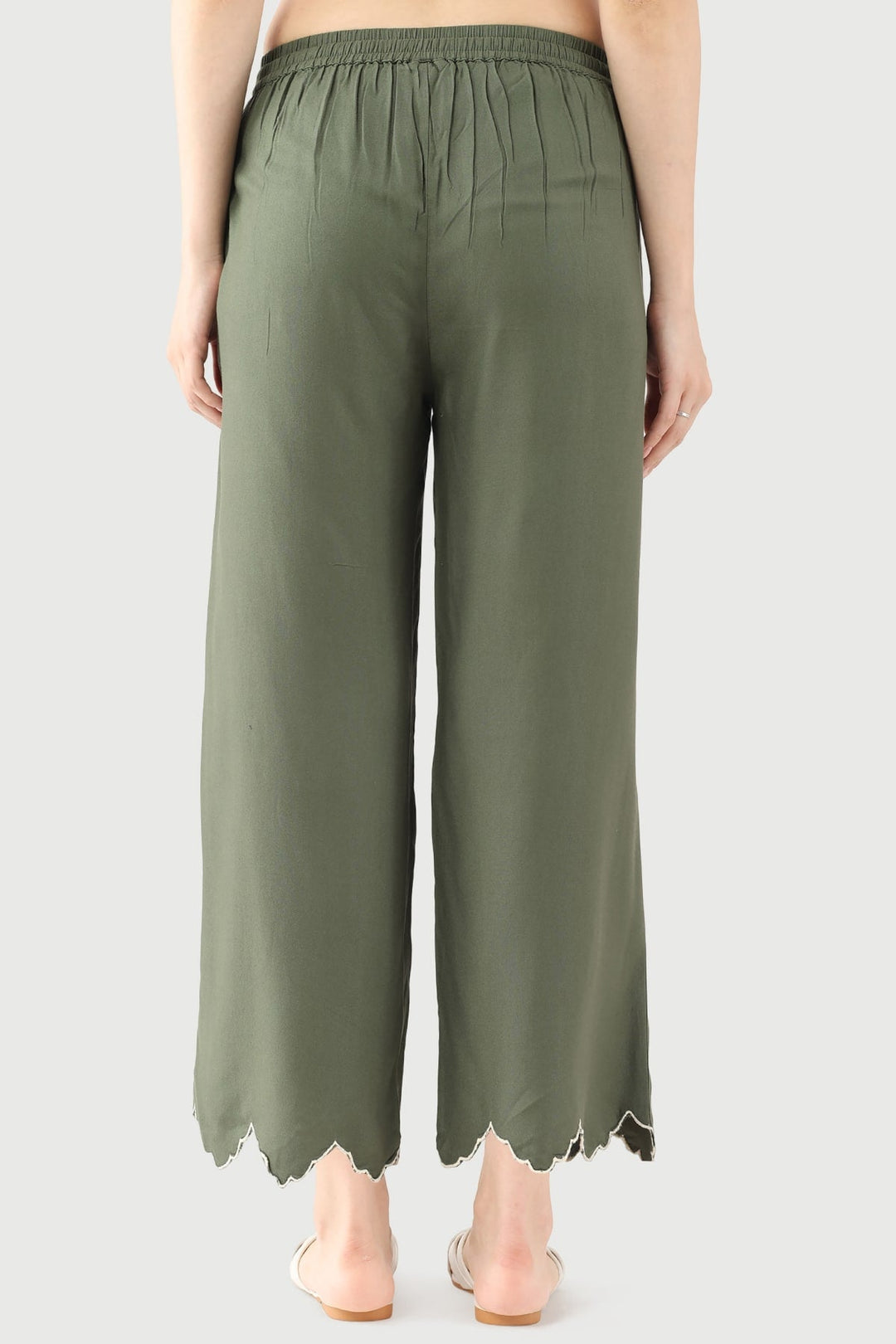 Olive Green Embroidered Co Ord Pant