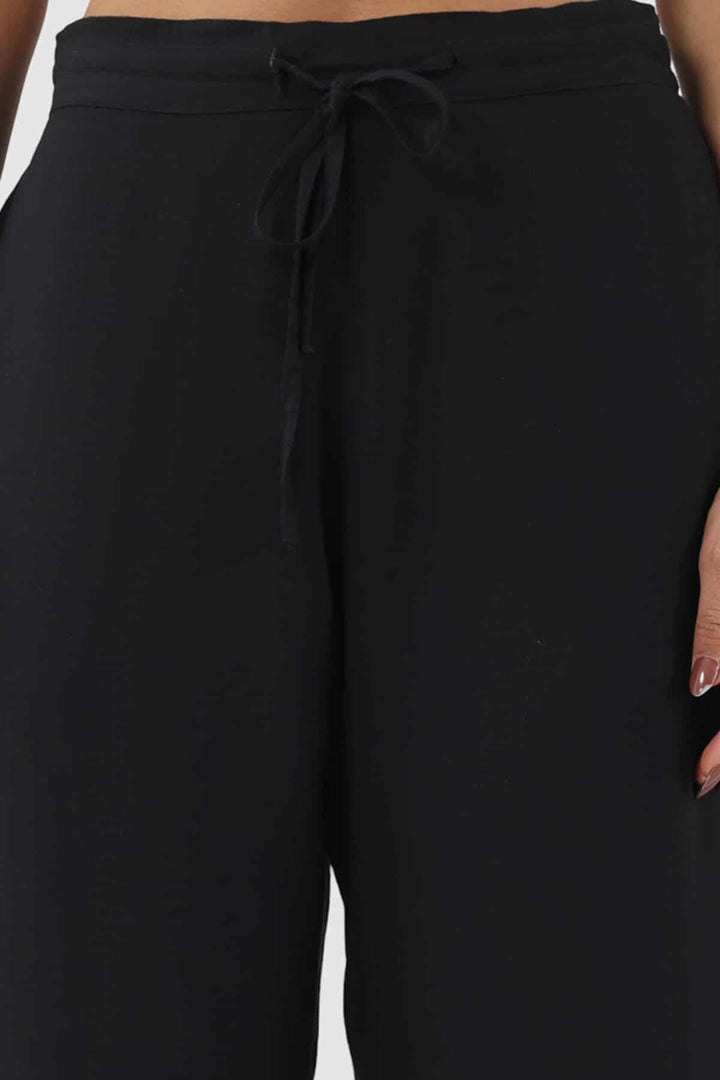 Black Rayon Slub Co-ord Pant
