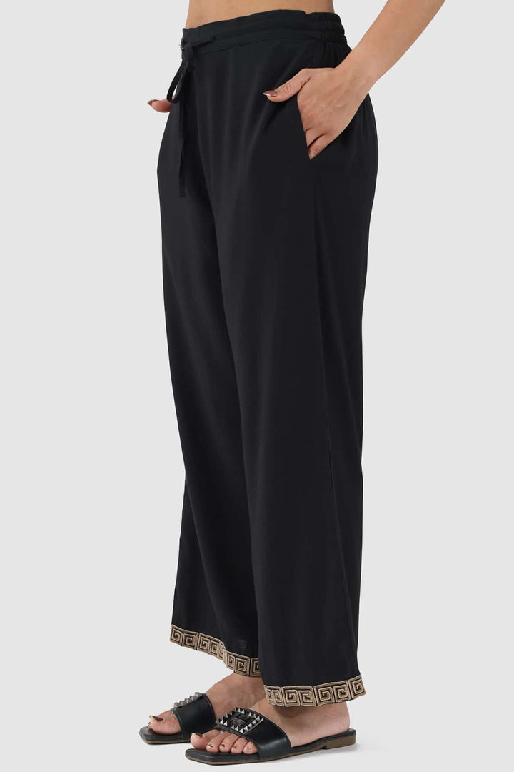 Black Rayon Slub Co-ord Pant